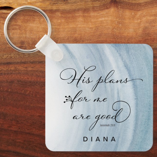 Chaveiro Jeremiah 29:11 Seus planos para mim são bons Blue (Frente)