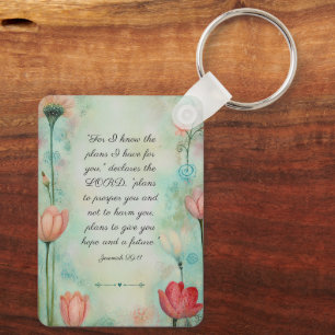 Chaveiro Jeremias 29:11 Versículo Bíblico Aquarela Floral