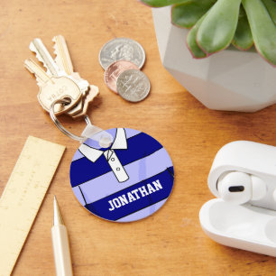 Chaveiro Jérsei conhecido personalizado do rugby azul e