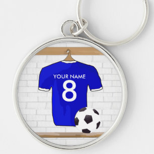 Chaveiro Jérsei de futebol branco azul personalizado do