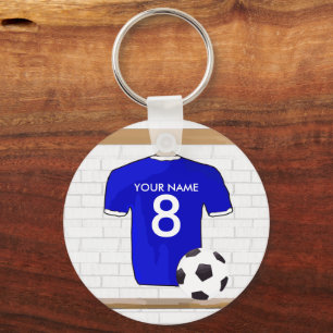 Chaveiro Jérsei de futebol branco azul personalizado do