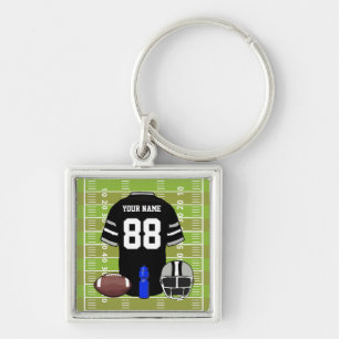 Chaveiro Jersey de futebol preto e Cinza personalizado no c