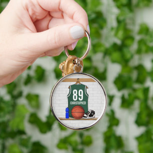 Chaveiro Jérsia de basquete verde e branco personalizada