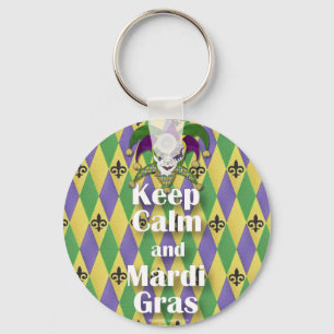 Chaveiro Jester Mask Keep Calm and Mardi Gras