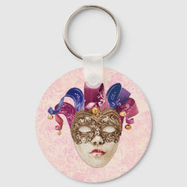 Chaveiro Jester Porcelain Mask with Ribbons and Bells