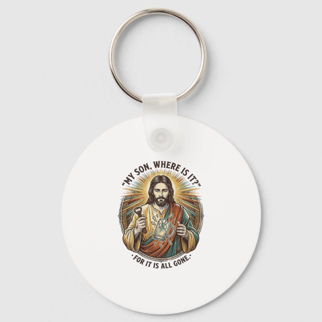Chaveiro Jesus Caneca de Cerveja Quebrada Vazia Barman Bebe (Frente)