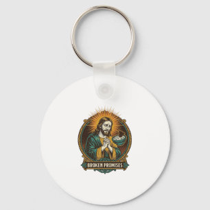 Chaveiro Jesus Chip Quebrado Preso No Prato De Molho Humor
