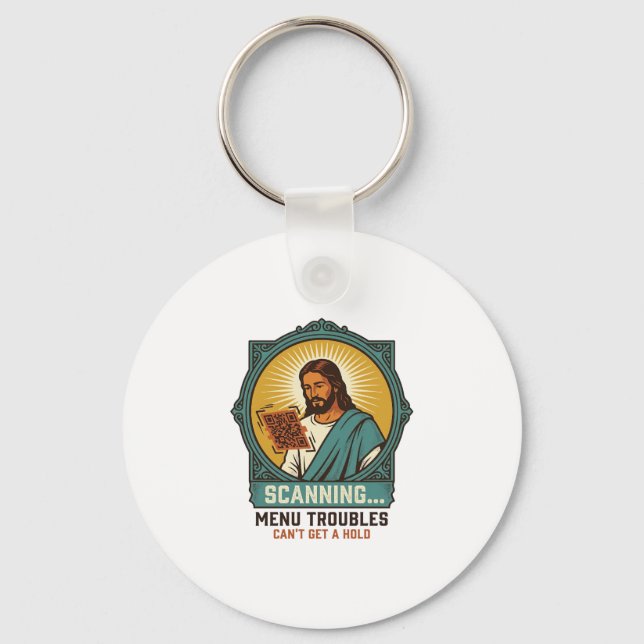 Chaveiro Jesus Código QR Borroso Não Funciona Menu Humor Té (Frente)