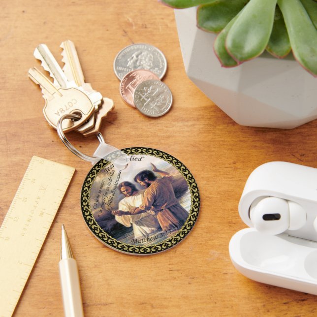 Chaveiro Jesus Cristo Batismo imagem um (Mesa)