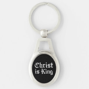 Chaveiro Jesus Cristo é Rei Arte Grunge Gothic Blackletter