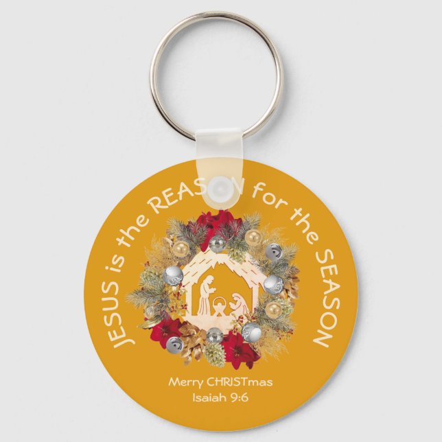 Chaveiro JESUS DE Natal Amarelo É A RAZÃO (Frente)