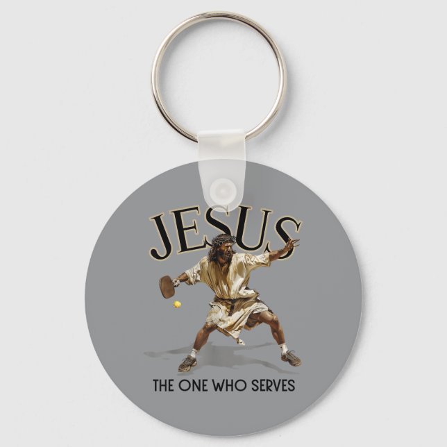 Chaveiro Jesus de Pickleball Engraçado O Que Serve (Frente)