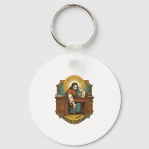 Chaveiro Jesus Derrubou Caneta Atrás de Pesada Mesa Humor D