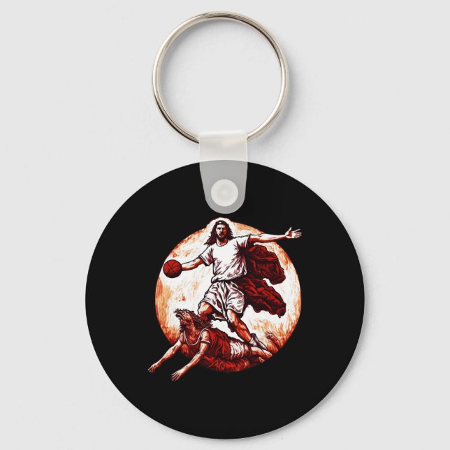 Chaveiro Jesus Divertido Atravessando O Diabo Basketba (Frente)