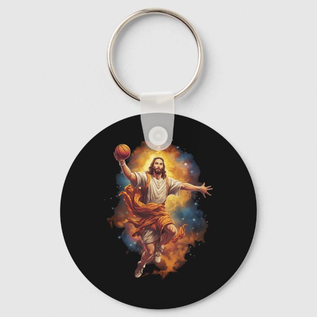Chaveiro Jesus divertido jogando basquete 1 (Frente)