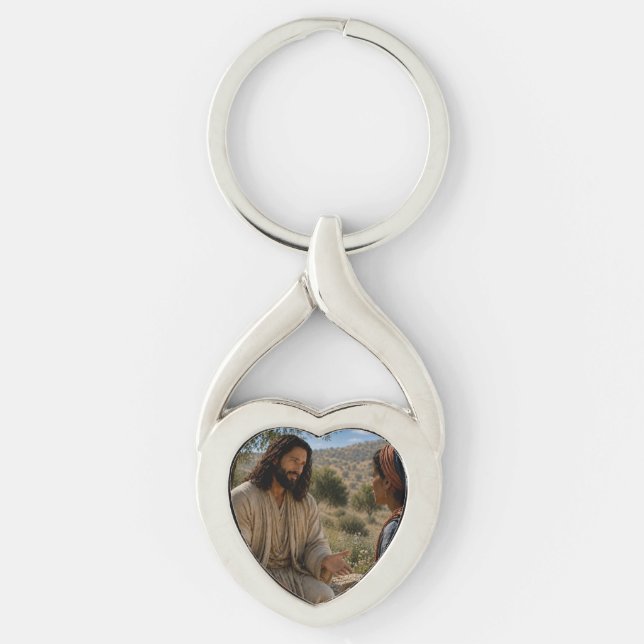 Chaveiro Jesus e a Mulher Samaritana no Poço Cristã (Frente)