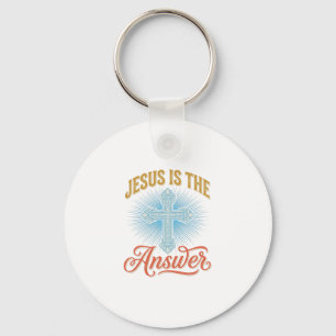 Chaveiro Jesus É a Resposta Desenho Vetorial Cruz Cristã_
