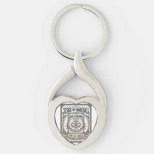 Chaveiro Jesus e Beisebol Cristão Vintage