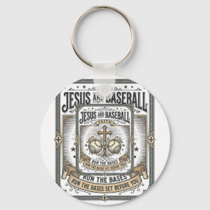 Chaveiro Jesus e Beisebol Cristão Vintage
