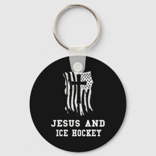 Chaveiro Jesus E Design De Hockey No Gelo Fã Cristão De Jes