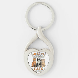 Chaveiro Jesus E Gatos São Minha Terapia Camiseta Vintage D