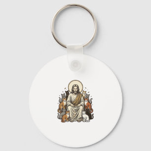 Chaveiro Jesus e Gatos Vintage