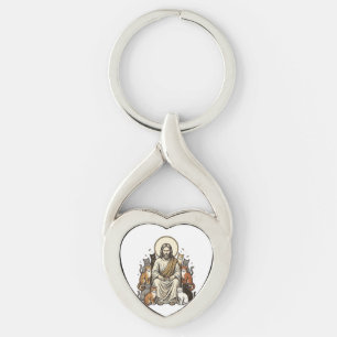 Chaveiro Jesus e Gatos Vintage