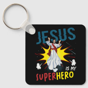 Chaveiro Jesus é meu super-herói, poderoso comi cristão.