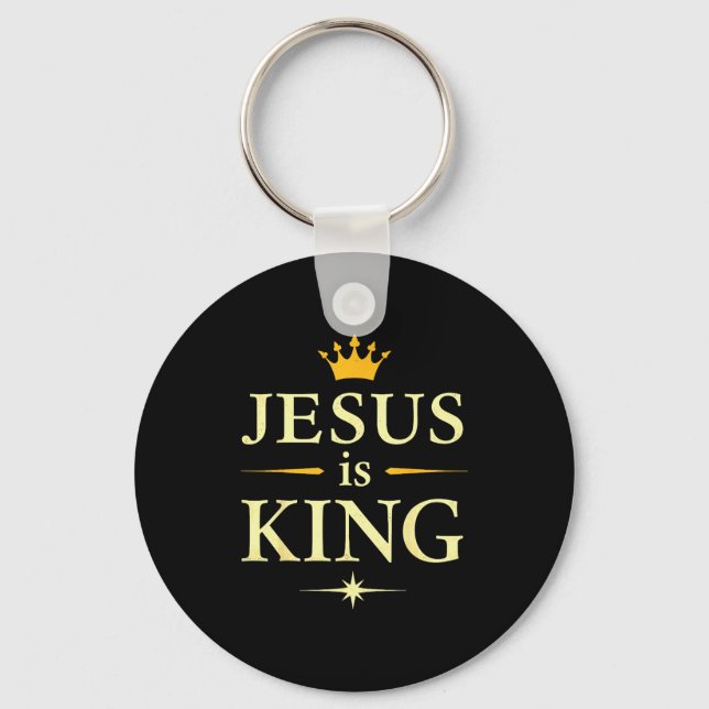 Chaveiro Jesus É Rei _ Design de Fé Cristã  (Frente)