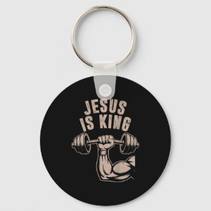 Chaveiro Jesus É Rei Haltere Cruz Engraçado Treino Cristão