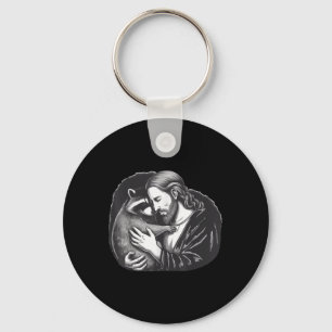 Chaveiro Jesus Hugging Raccoon _2