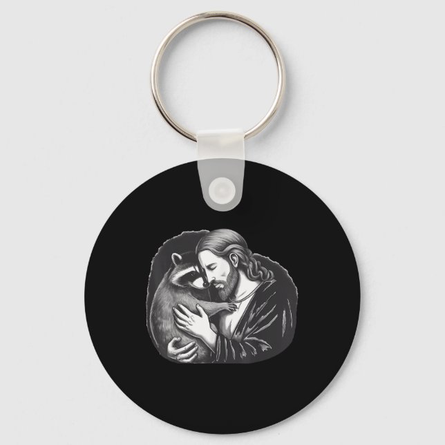 Chaveiro Jesus Hugging Raccoon _2 (Frente)