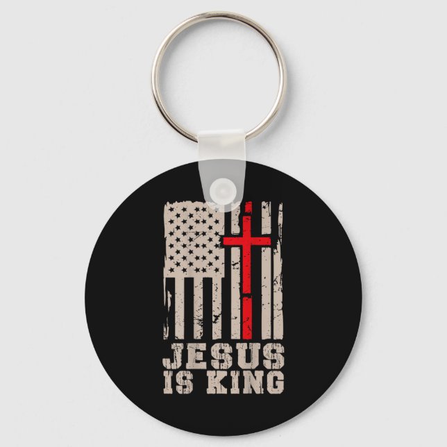 Chaveiro Jesus Is King Christ Lord Patriotic Christian Amer (Frente)