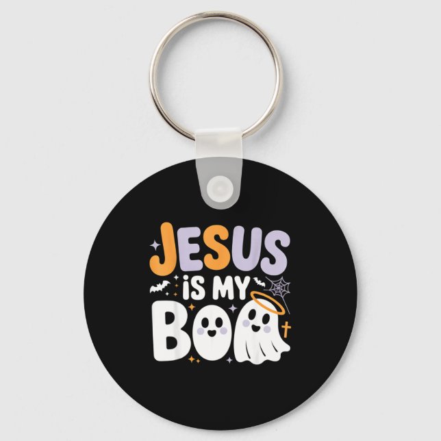Chaveiro Jesus Is My Boo Cute Christian Halloween Ghost Fun (Frente)