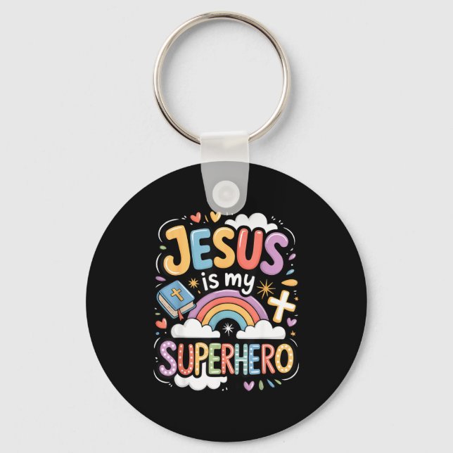 Chaveiro Jesus Is My Superhero  (Frente)