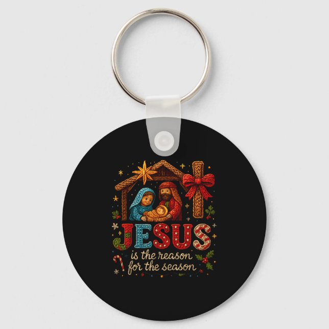 Chaveiro Jesus Is The Reason For Season Yarn Crochet Art De (Frente)