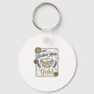 Chaveiro Jesus Kintsugi Quebrado Feito Ouro Louça Quebrada