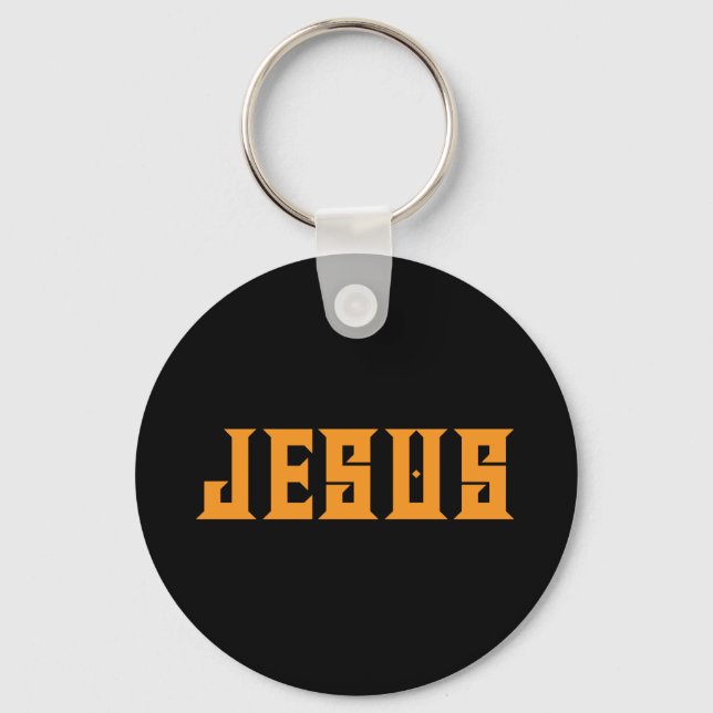 Chaveiro Jesus Loves Custom Name Black Gold  (Frente)