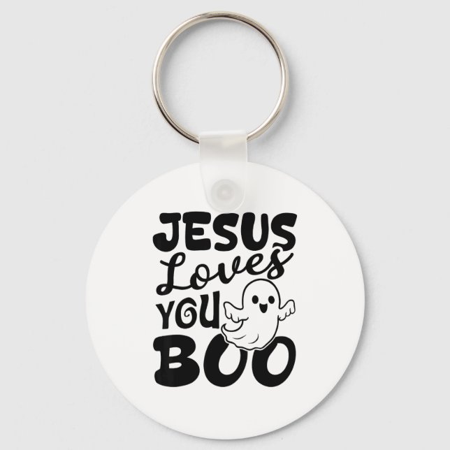 Chaveiro Jesus Loves You Boo Christian Halloween Ghost Funn (Frente)