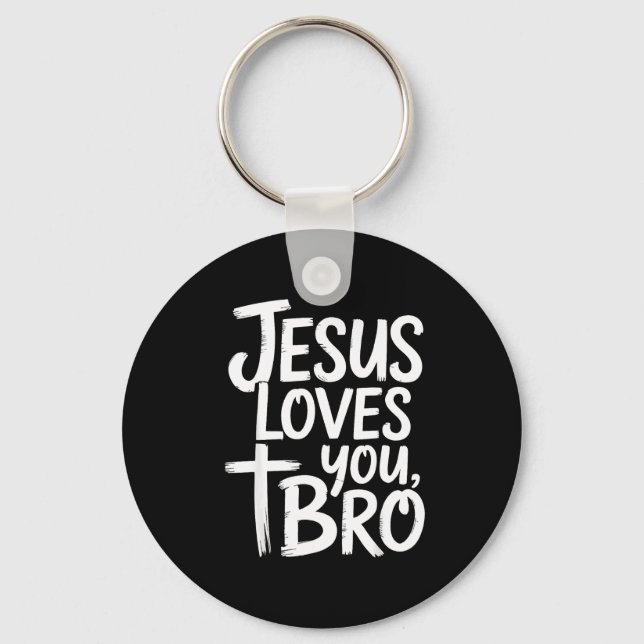 Chaveiro Jesus Loves You Bro Christian Religious  (Frente)