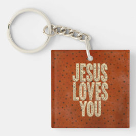 Chaveiro Jesus Loves You Rustic Christian Encouragement