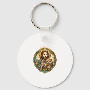 Chaveiro Jesus Mandando Beijo Coração Vermelho Botão Curtir