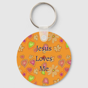 Chaveiro "Jesus me ama" Nome Personalizado Floral Cristão