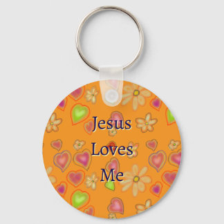 Chaveiro "Jesus me ama" Nome Personalizado Floral Cristão