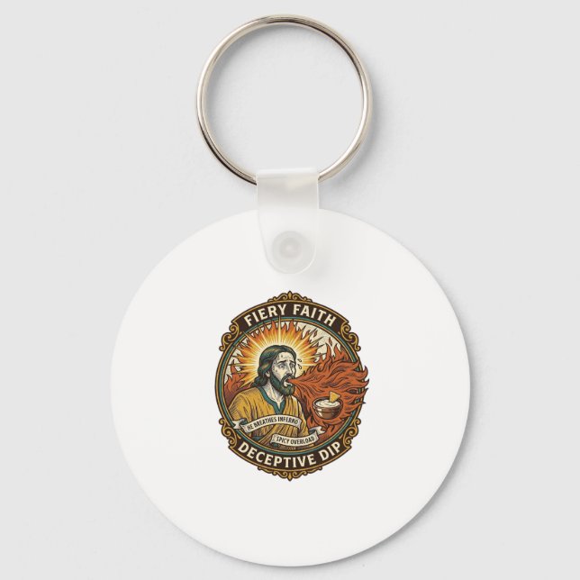 Chaveiro Jesus Queimando Boca Super Apimentado Molho de Fes (Frente)