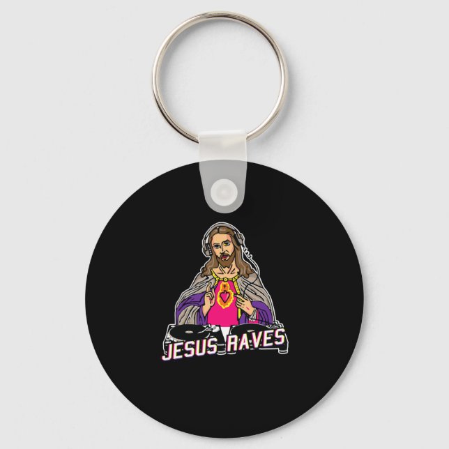 Chaveiro Jesus Raves o Cristo de festas de música EDM X Mas (Frente)