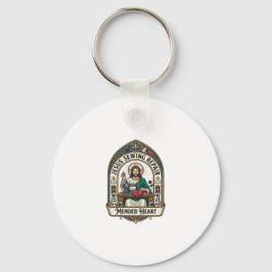 Chaveiro Jesus Reparos de Costura Coração Remendado Jesus R