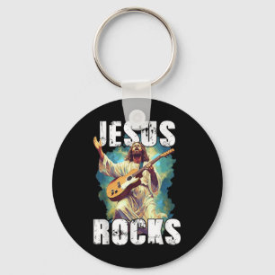 Chaveiro Jesus Rocks Com Guitarra - Cristão Engraçado Rocks