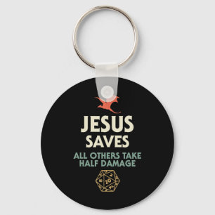 Chaveiro Jesus Salva DM Dragon D20 Dice Gift RPG Role Playi