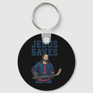 Chaveiro Jesus Salva Humor de Goleiro de Hóquei Cristão Hóq